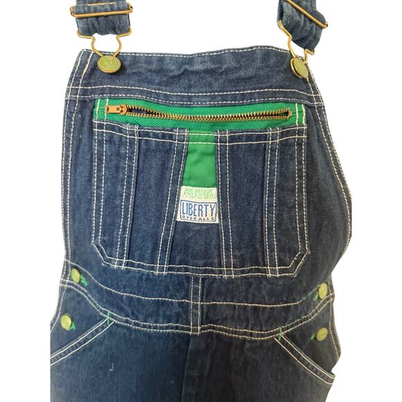 Vintage Liberty Overalls Long Bib Design Blue/Green Youth/16 NWOT - Picture 6 of 11